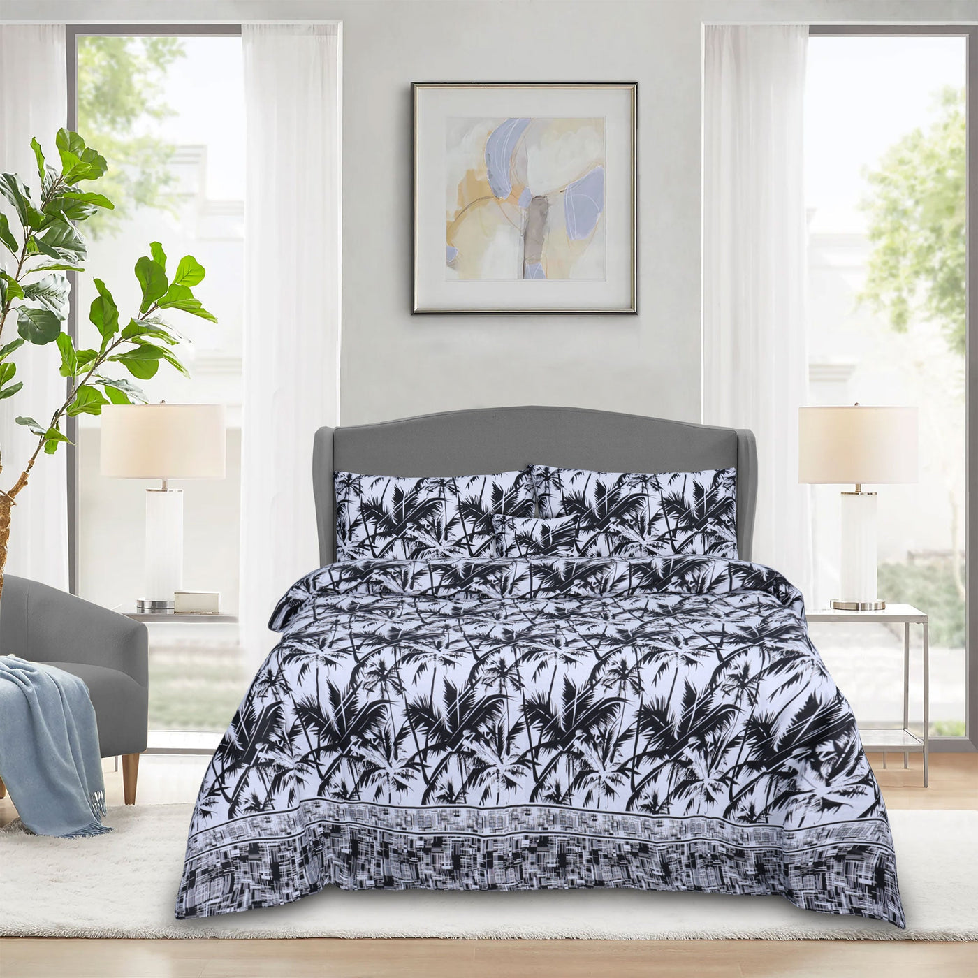 Night tulip Cotton Printed Flat Sheet Set