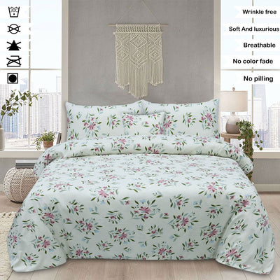 Botanical Garden Microfiber Printed Flat Sheet Set