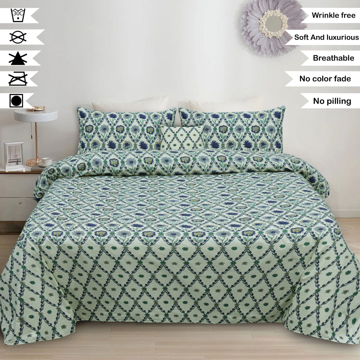 Casa Bonita Cotton Printed Flat Sheet Set