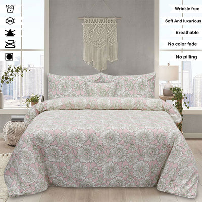 Floral Block Microfiber Printed Flat Sheet Set