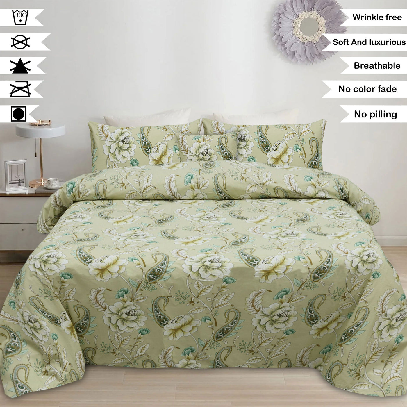 Gloria Cotton Printed Flat Sheet Set