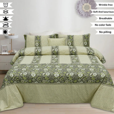 Petaline Cotton Printed Flat Sheet Set