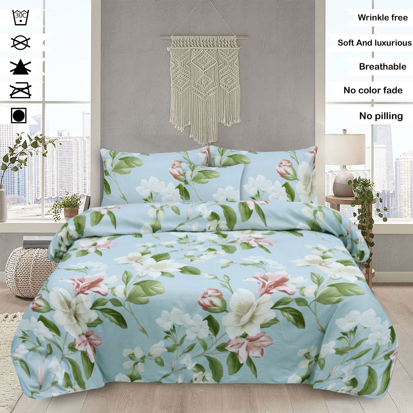 Grace Eloise Microfiber Printed Flat Sheet Set