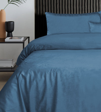 Luxury Blue Velvet Duvet Cover Bedding Set