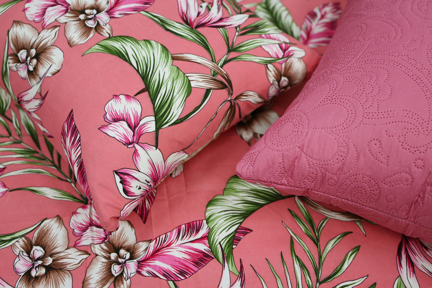 Pink 6 Pieces Microfiber Bedspread Set