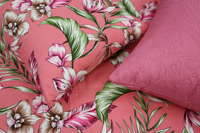 Pink 6 Pieces Microfiber Bedspread Set