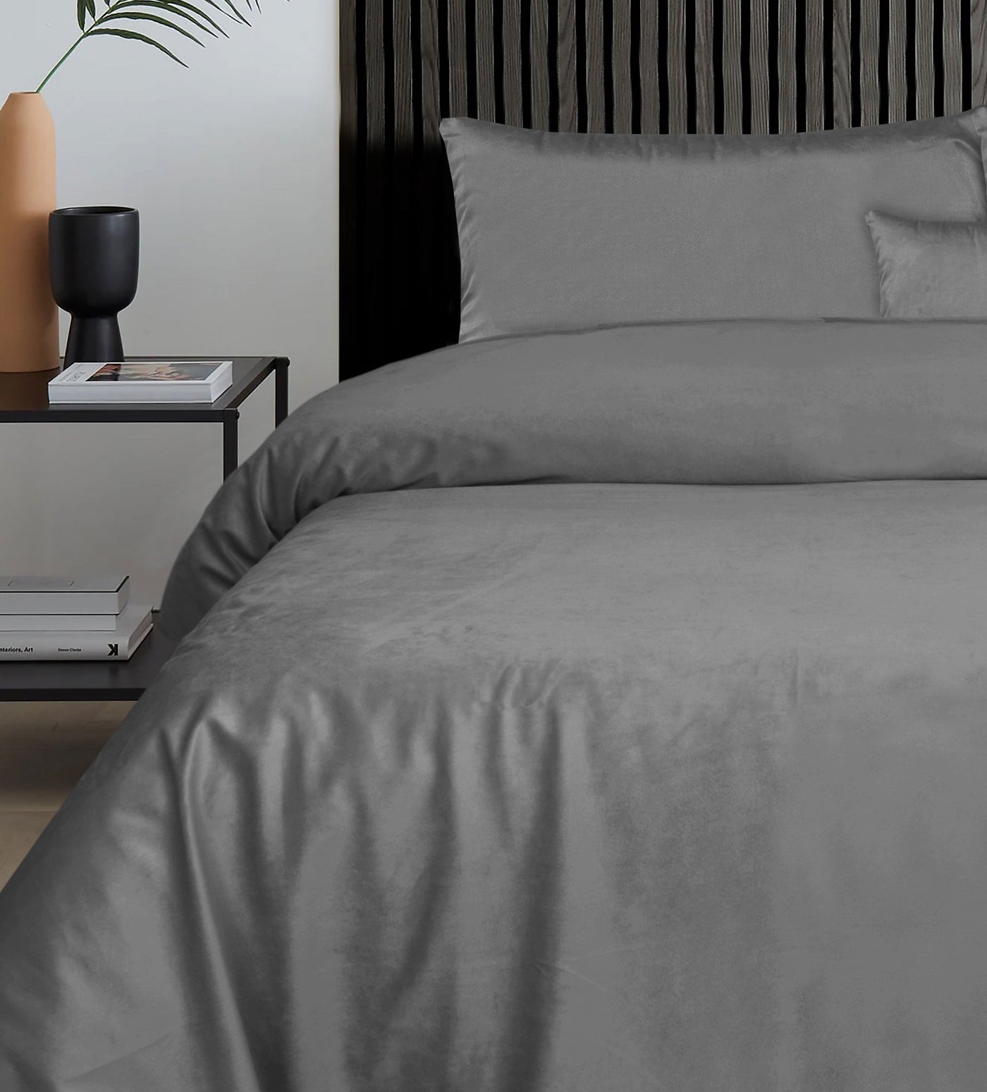 Luxury Grey Velvet Duvet Cover Bedding Set