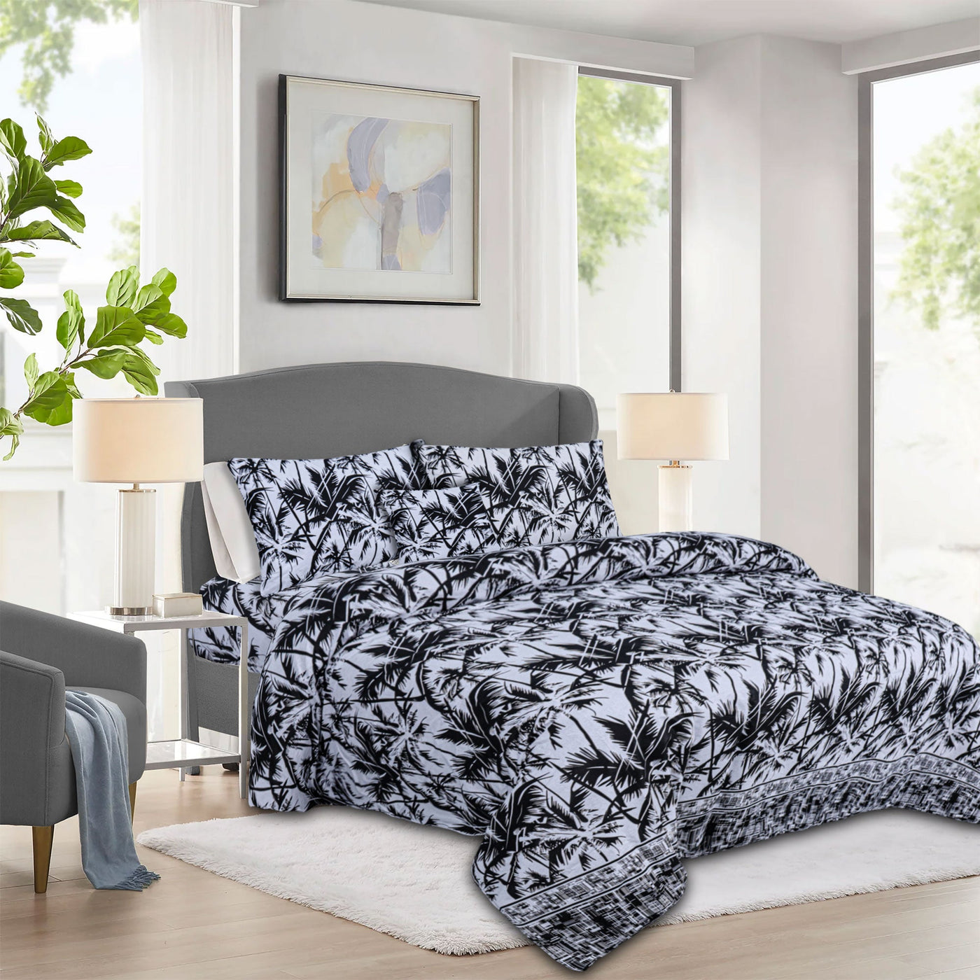 Night tulip Cotton Printed Flat Sheet Set