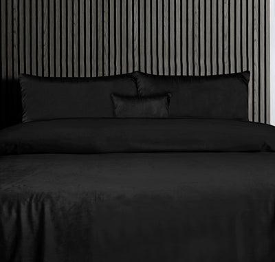 Luxury Black Velvet Flat Sheet Bedding Set