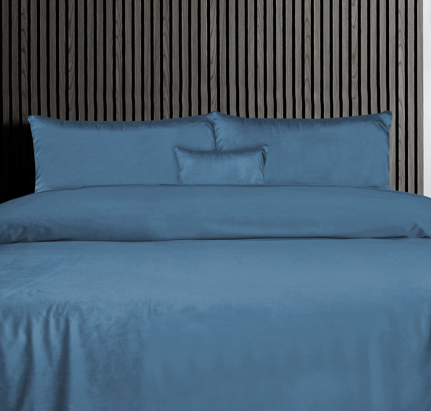 Luxury Blue Velvet Flat Sheet Bedding Set