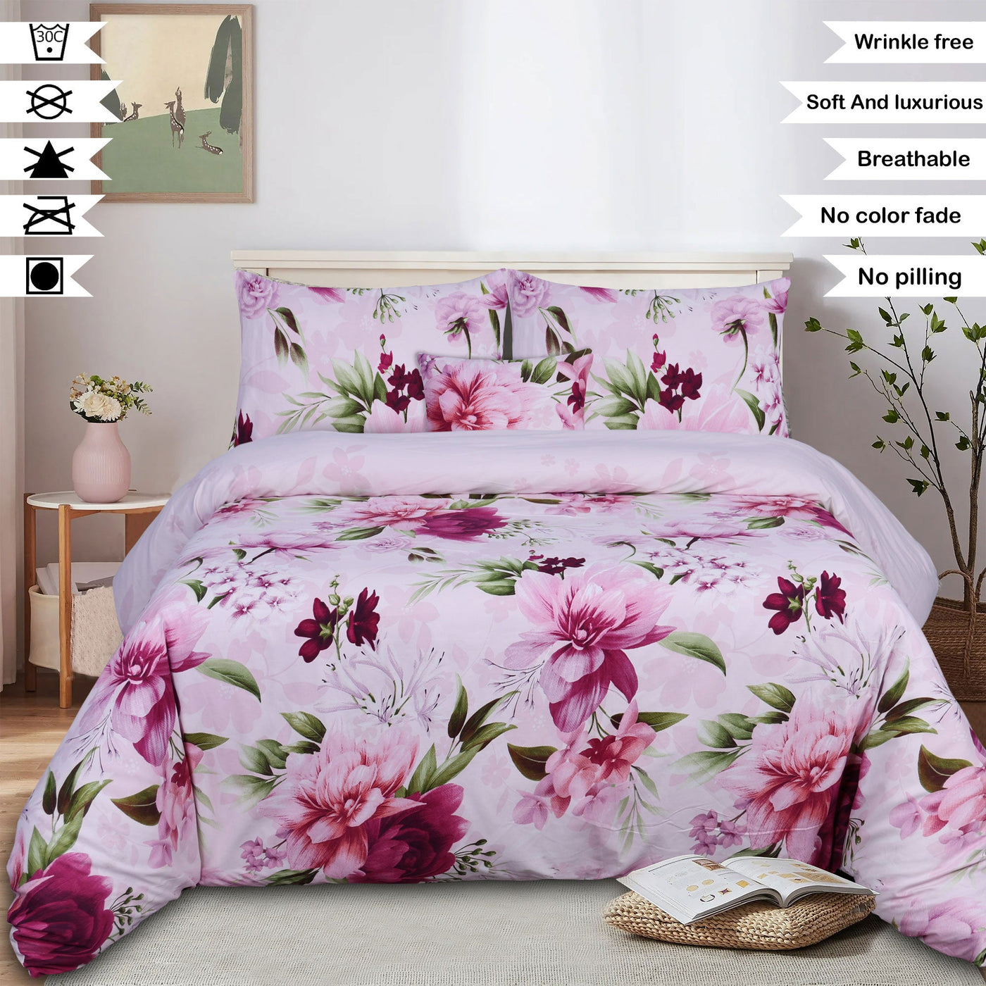 Fiona Microfiber Printed Flat Sheet Set