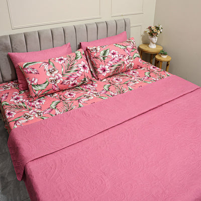 Pink 6 Pieces Microfiber Bedspread Set