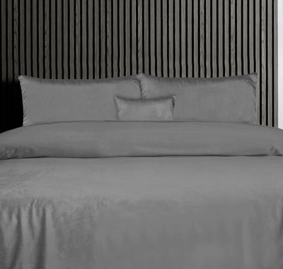 Luxury Grey Velvet Flat Sheet Bedding Set