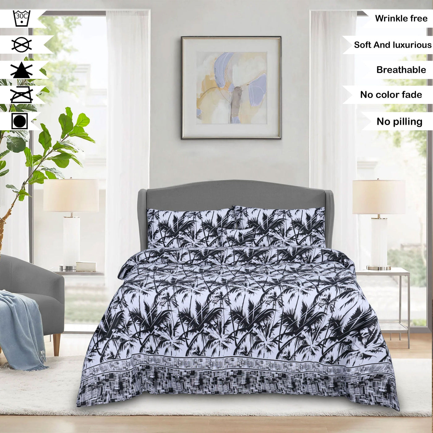 Night tulip Cotton Printed Flat Sheet Set