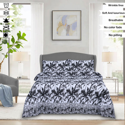 Night tulip Cotton Printed Flat Sheet Set