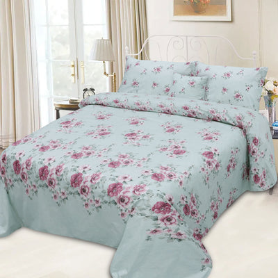 Fadfay Floral Cotton Printed Flat Sheet Set