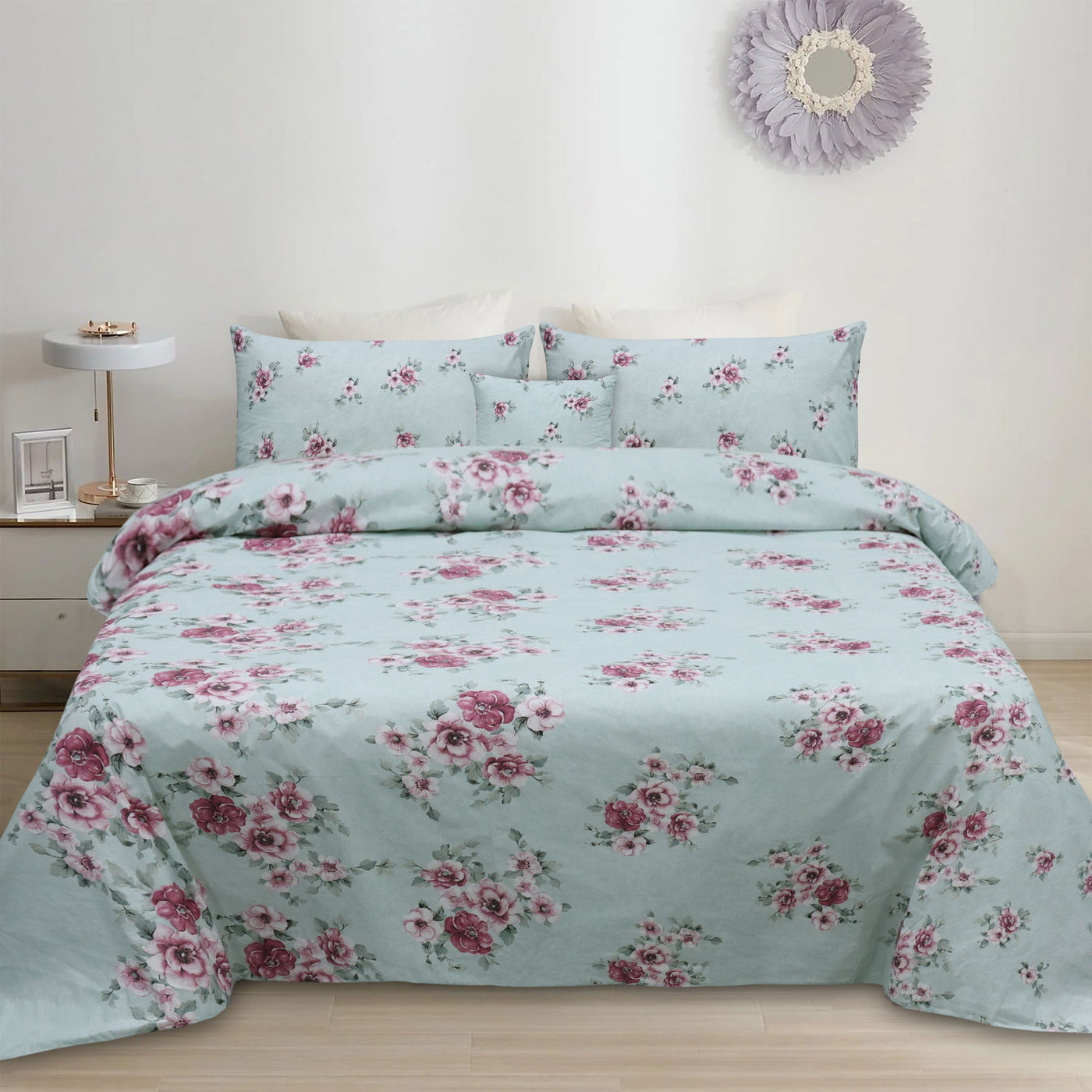 Fadfay Floral Cotton Printed Flat Sheet Set