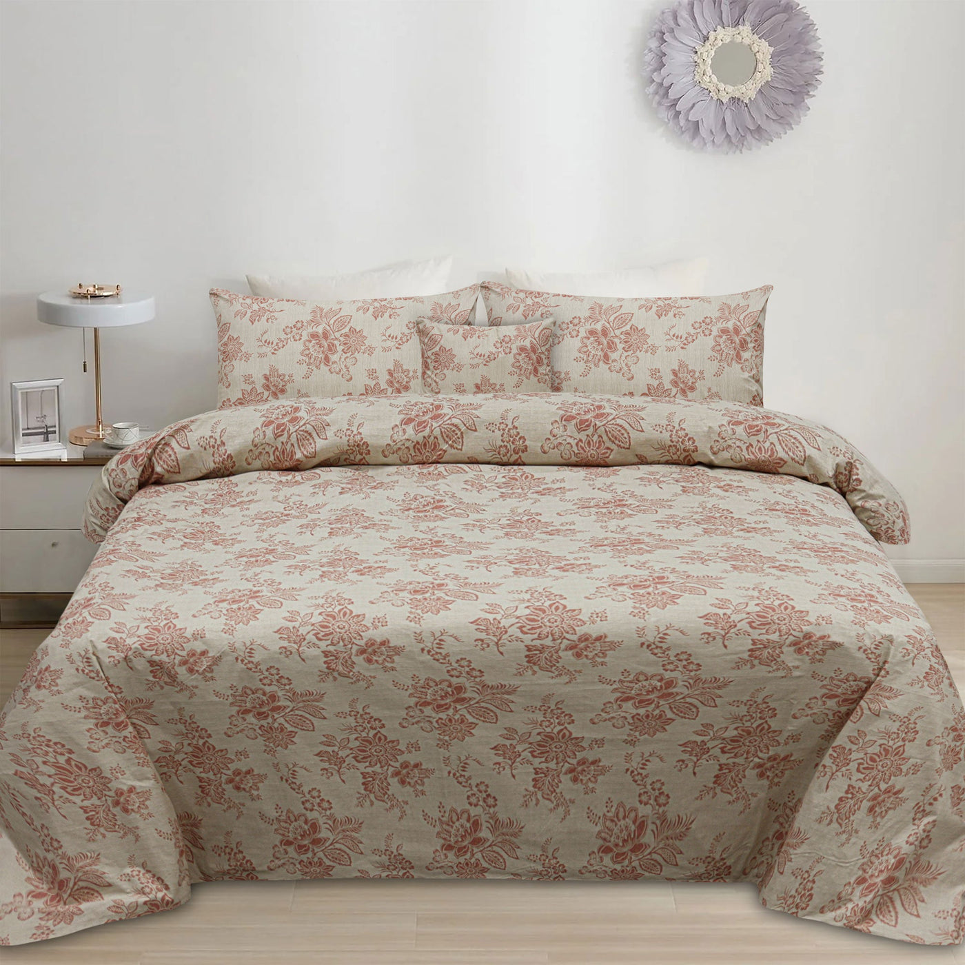 Glam Rose Cotton Printed Flat Sheet Set