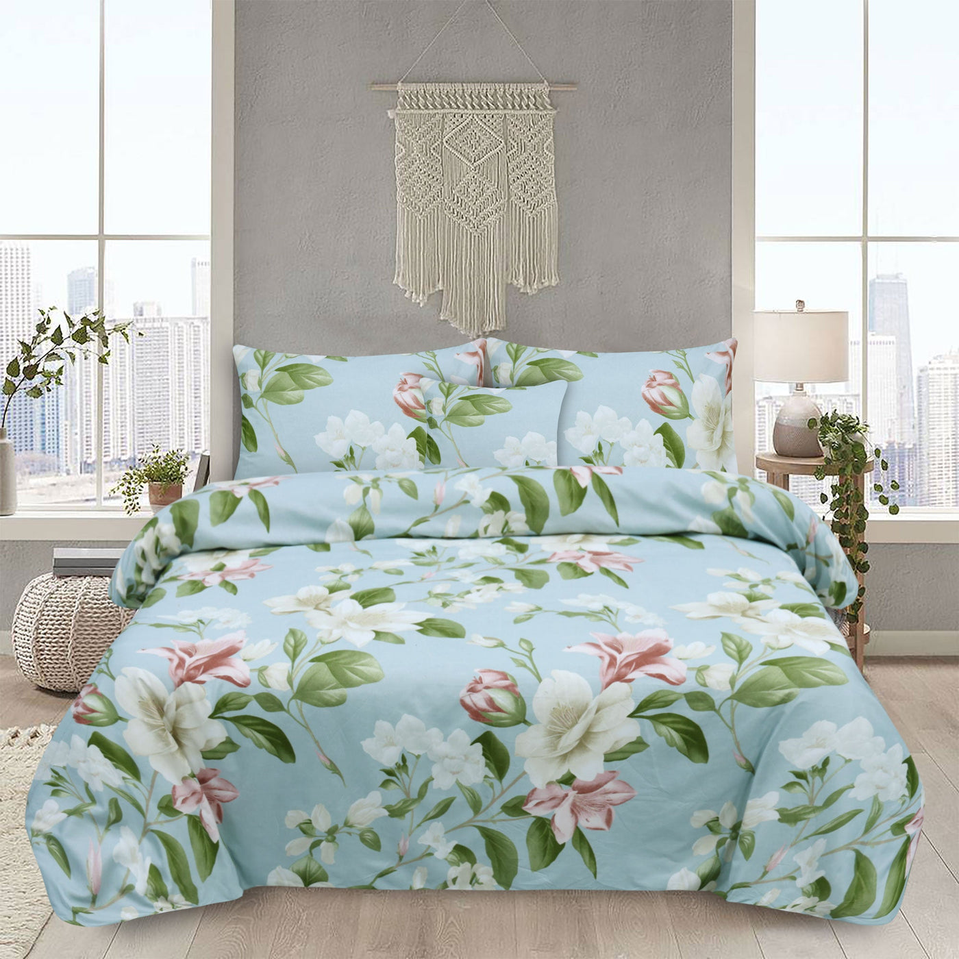 Grace Eloise Microfiber Printed Flat Sheet Set