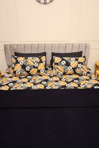 Black 6 Pieces Microfiber Bedspread Set