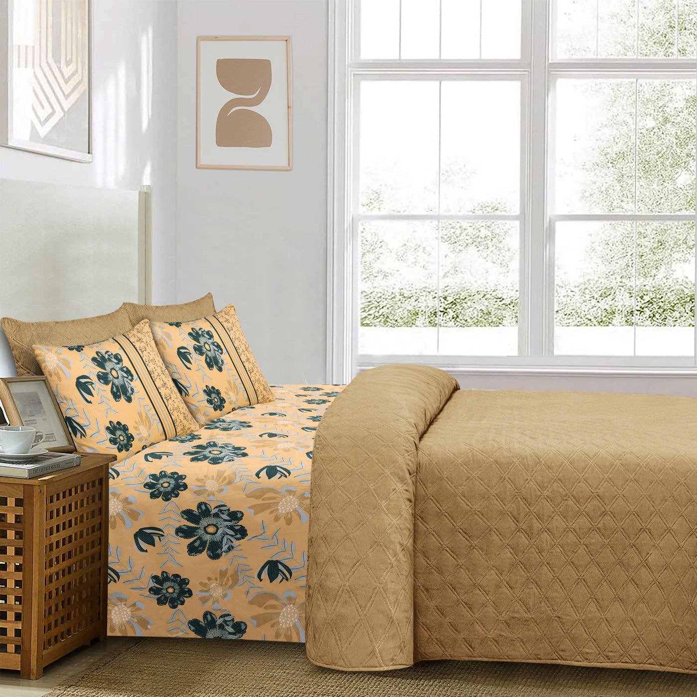 Camel Brown 6 Pieces Microfiber Bedspread Set