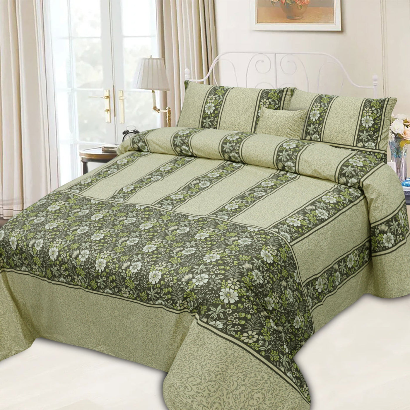 Petaline Cotton Printed Flat Sheet Set