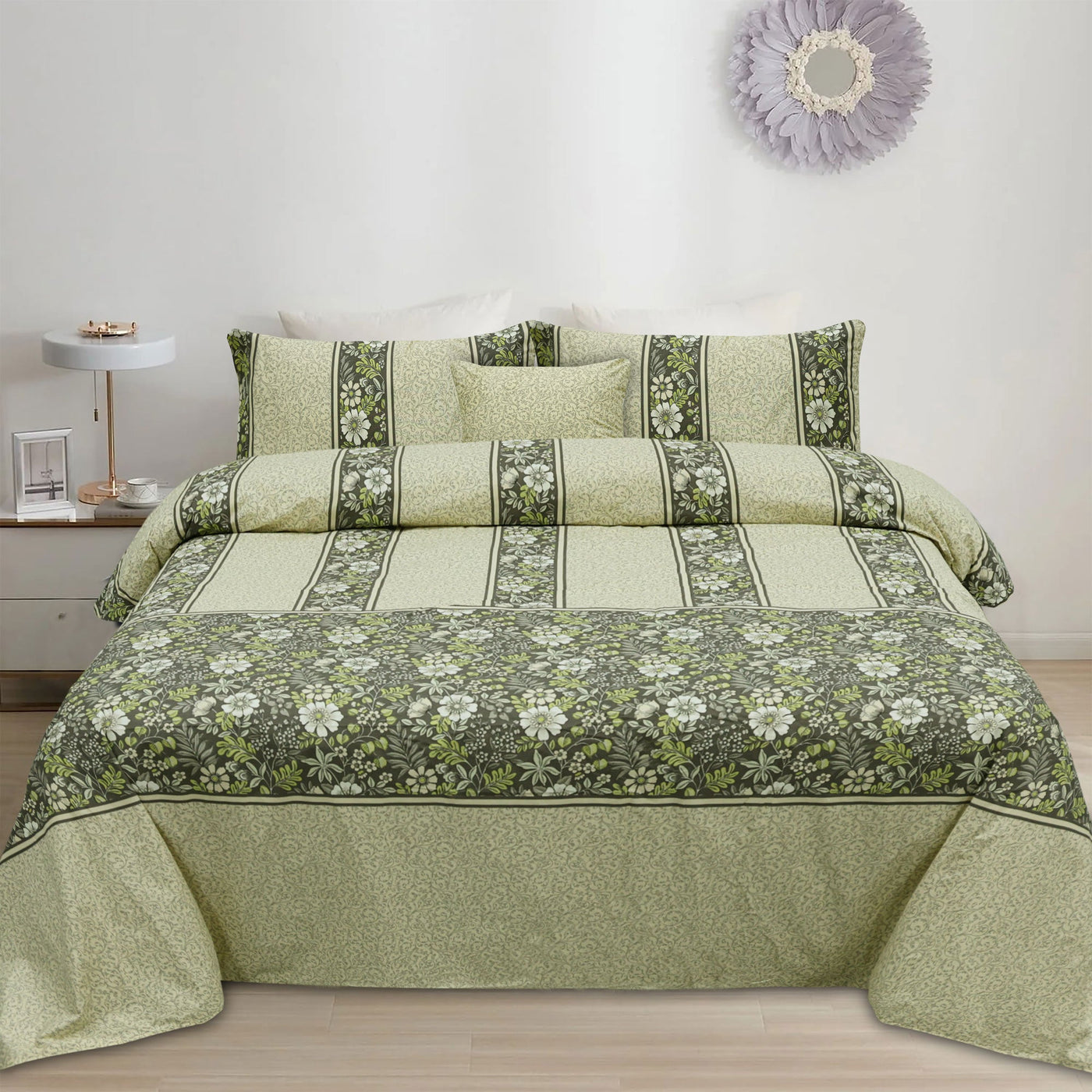 Petaline Cotton Printed Flat Sheet Set