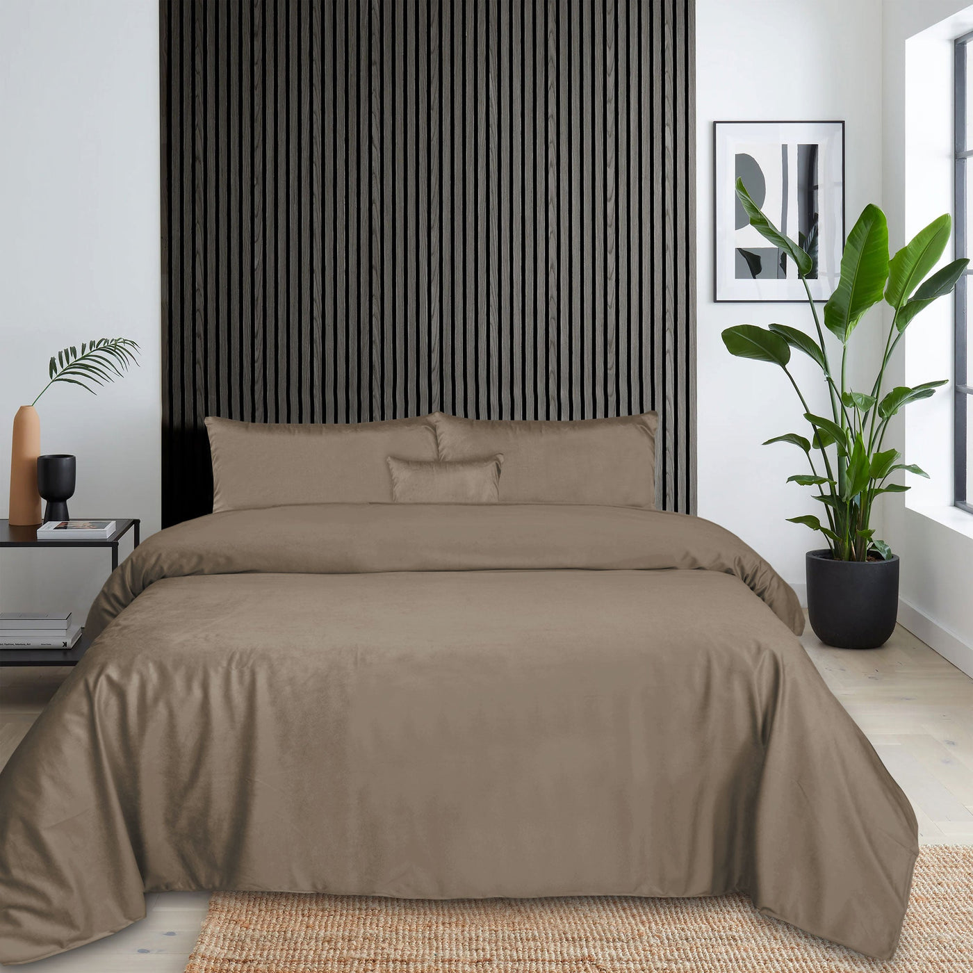 Luxury Brown Velvet Flat Sheet Bedding Set