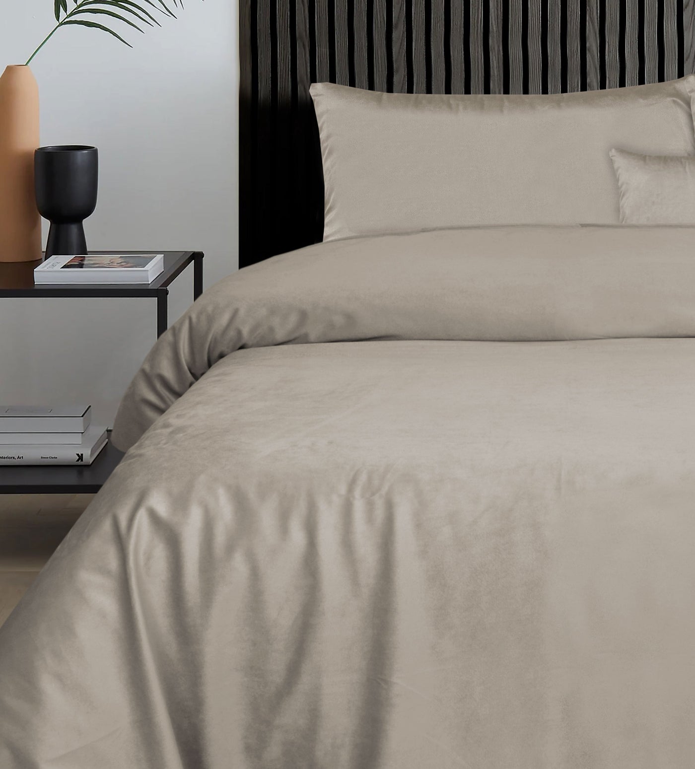 Bushra Ansari Favorite-Luxury Taupe Grey Velvet Duvet Cover Bedding Set